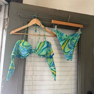 Skatie Multicolor Swirl Bikini - Green, Blue & Yellow